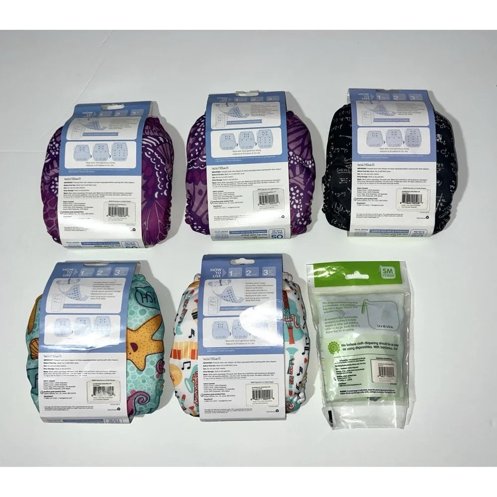 NIP Lot Of 5 Cloth Diapers Plus Diaper Bag Bumgenius Pockets 4.0 One Size